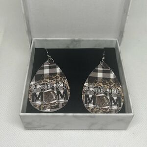Classic Print MOM Football Teardrop Shape Dangle Earrings For Women Girls